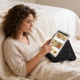 thumbnail image 1 of Cififendec Multi-Angle Tablet Pillow Stand, 10.6"×9.8", Soft Suede Reading Cushion Holder for Phone, E-Reader, Hands-Free Use in Bed, Couch, Desk(Black), 1 of 5