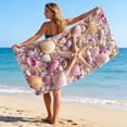 thumbnail image 1 of Cififendec Ocean Seashell Microfiber Bath Towel, Oversized Travel Foldable Skin-Friendly Quick Dry Absorbent and Sandproof Beach Towel, Holiday Gift, 1 of 5
