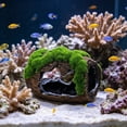 thumbnail image 1 of Cififendec Resin Moss Wine Barrel Aquarium Ornament, 4.72"×3.94", Simulated Fish Hideout Cave Decor for Betta Shrimp Reptile Tank Landscape Decoration, 1 of 5