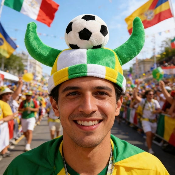 Cififendec Soccer Fan Hat, 8.66"×8.26", Carnival & Sports Event Cheer Prop, Plush Soccer-Top Party Hat with Green Horns for Parades, Festivals and Sporting Gatherings(Green)
