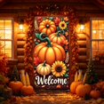 thumbnail image 1 of Cififendec Thanksgiving Harvest Door Cover, 70.87"×35.43", Rustic Pumpkin Sunflower Maple Leaf Fabric Door Banner for Fall Front Porch Door Decor, 1 of 9