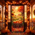 thumbnail image 1 of Cififendec Thanksgiving Harvest Door Cover, 70.87"×35.43", Rustic Pumpkin Sunflower Maple Leaf Fabric Door Banner for Fall Front Porch Door Decor, 1 of 9