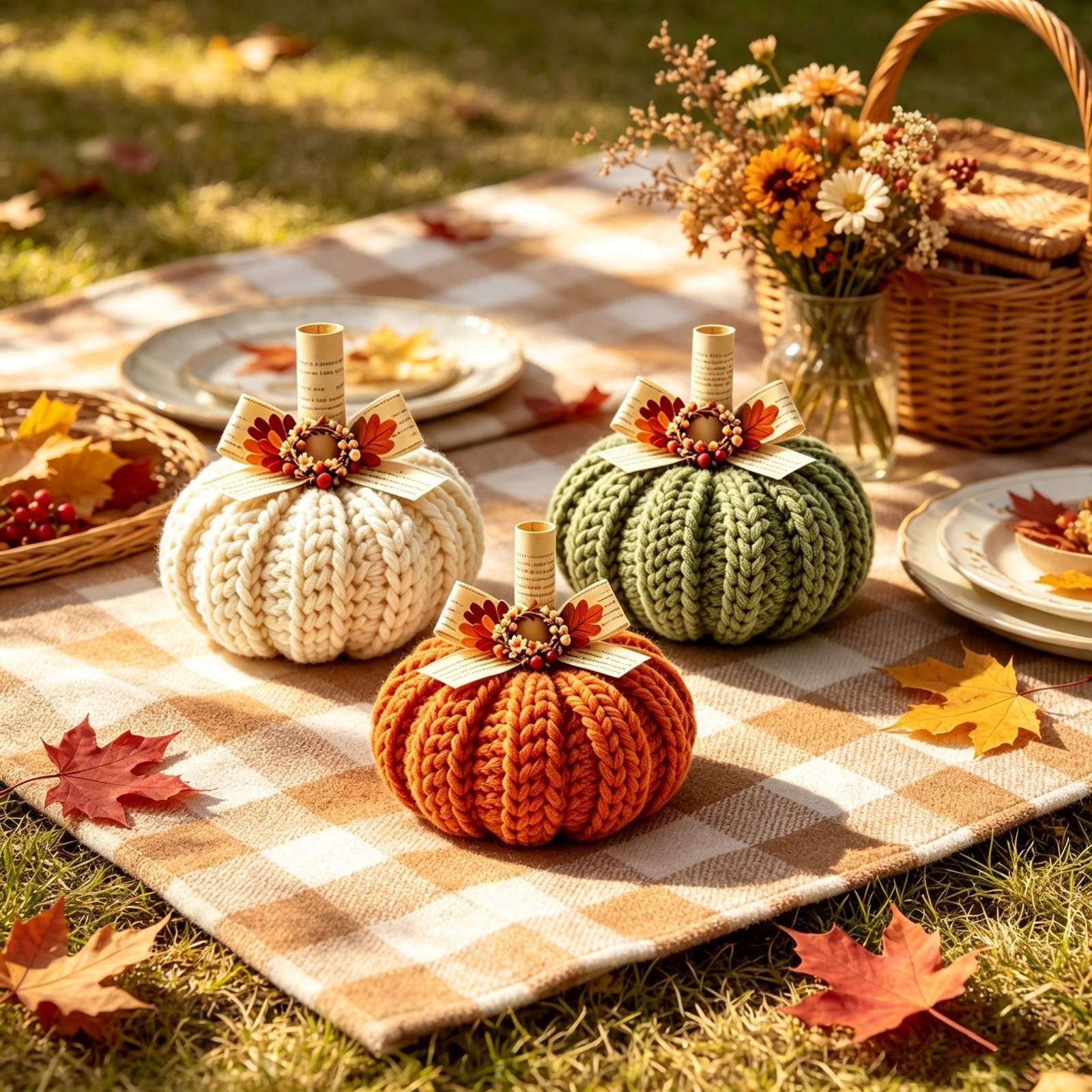 Cififendec Thanksgiving Knitted Pumpkin Set of 3, 3.94", Hand Woven Fabric Pumpkin Decor for Fireplace Mantel Tabletop Indoor Home Decor