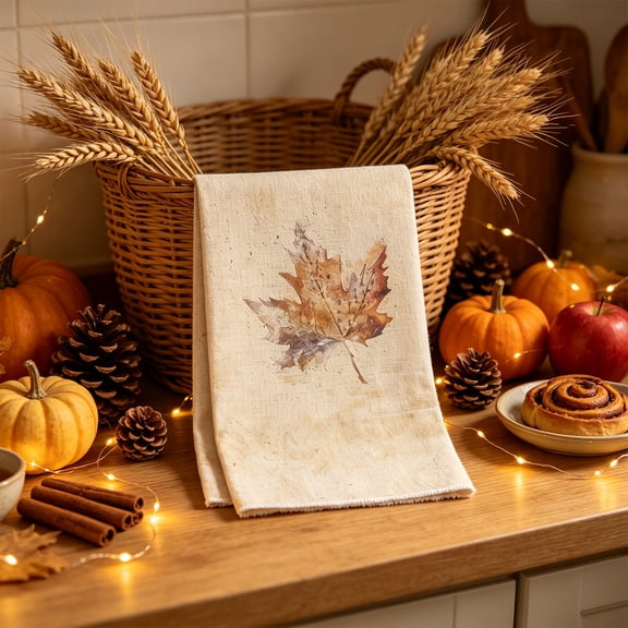 Cififendec Vintage Fall Kitchen Dish Towel, 23.62"×15.74", Watercolor Absorbent Cleaning Cloth for Thanksgiving Harvest Kitchen Counter Cabinet Decor