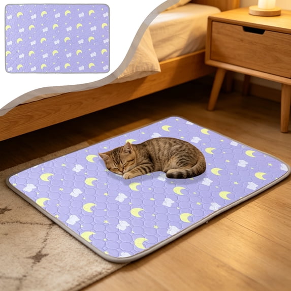 Cififendec Washable Pet Pee Pad, Reusable Super Absorbent Waterproof Mat for Dogs and Cats, Non-Slip Leakproof Bed Protector, Purple-M