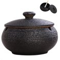 thumbnail image 1 of Cigar Ashtray, Chinese Ceramic Ashtray With A Cover Tea Table Coffee Table Small Decoration Apartment Bedroom Retro Cigar Smoke And Smoke,Round Black, 1 of 7