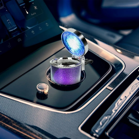 Cigar Ashtray Suspended Dazzling Ambient Light With Cover LED Lights Car Ashtray Smoking Accessories