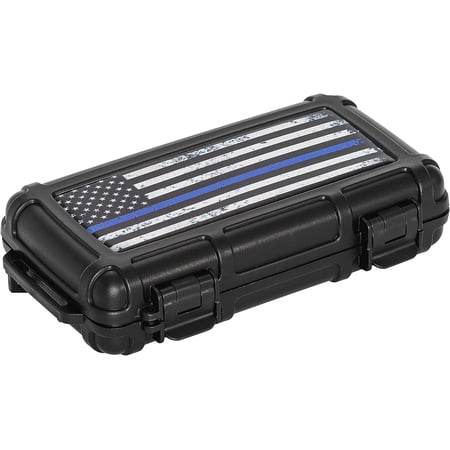Cigar Caddy Waterproof Travel Cigar Humidor for 5 Cigars, First Responders Series, Blue Line
