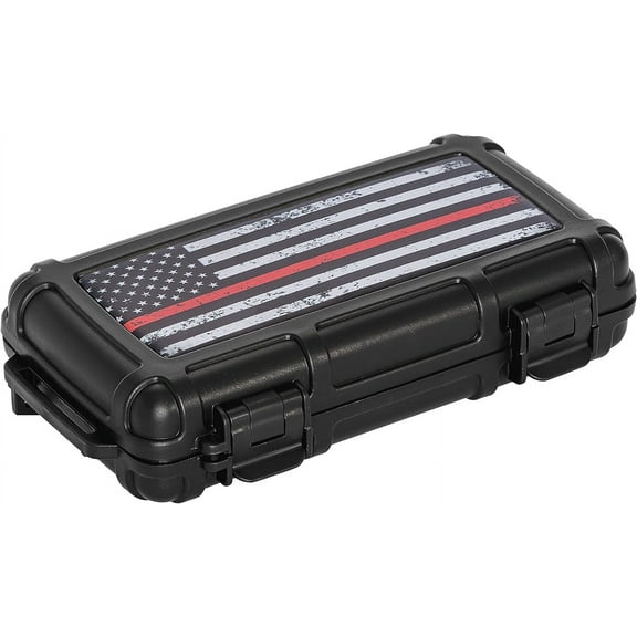 Cigar Caddy Waterproof Travel Cigar Humidor for 5 Cigars, First Responders Series, Red Line