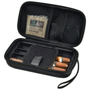 Cigar Case, 4 Finger Humidors Cigars Box with Humidifier. Cigar Travel Holder for Cigar Cutter/Lighter/Humidity Control Packs Set, Cigar Accessories Gifts for Men - Storage Case & Humidifier Only