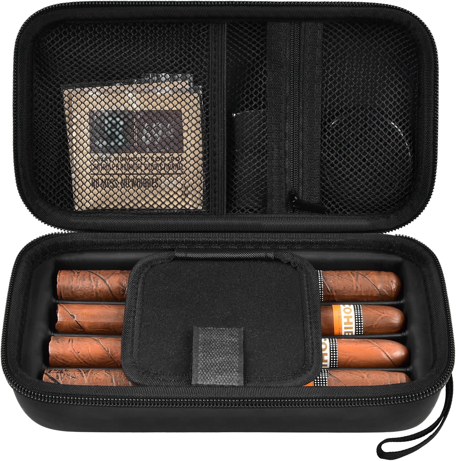 Cigar Case, 4 Finger Humidors Cigars Box with Humidifier. Travel Holder ...