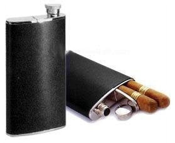 flask with cigarette holder Cigar Case Flask Combo Hip Flask (4 Oz) with Cigar Case Holder (6-1/2