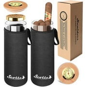Cigar Case Humidor Cigar Jar Humidifiers Gift Box-Cigar Hygrometer Humidifier-Travel Cigar Tube for 4 to 5 Cigars Black
