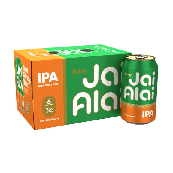 Cigar City Brewing Jai Alai IPA Craft Beer, 12 fl oz 6 Pack Cans, 7.5% ABV
