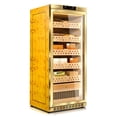 thumbnail image 1 of Cigar Climate Control Cabinet, Raching MON1800 Cigar Humidor Cabinet with Ammonia Removal, 220L Wood Frame Cabinet for Cigar Storing&Aging - Gold, 1 of 8