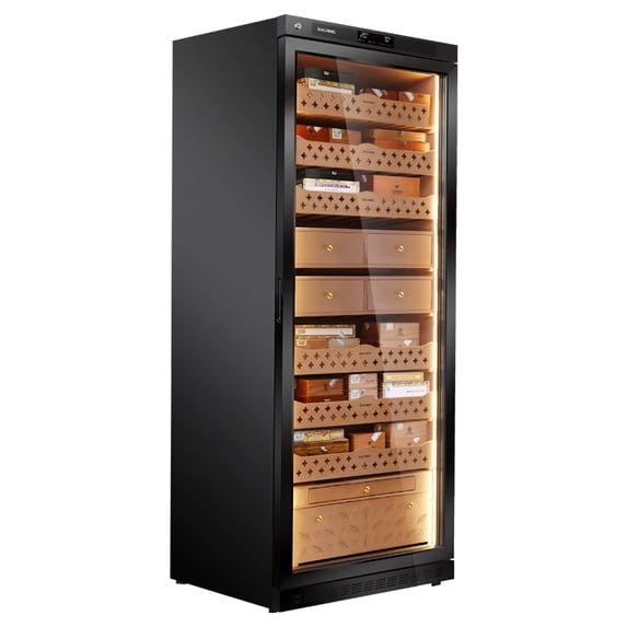 Cigar Climate Control Cabinet, Raching MON5800 Cigar Humidor Cabinet with Ammonia Removal, 570L Wood Frame Cabinet for Cigar Storing&Aging - Black