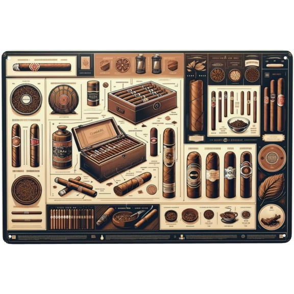 Cigar Connoisseur's Choice Vintage Tin Sign Wall Art, Classic Decor for Home Bar & Man Cave, Antique Style Metal Poster for Cigar Aficionados 12x16inch