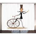 thumbnail image 1 of Ambesonne Cigar Curtains 2 Panel Set, Gentleman Mustache Retro Bike, 108" x 63", Brown Beige and White, 1 of 3