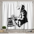 thumbnail image 1 of Cigar Curtains 2 Panels Set, Jazz Pianist in Black and White Smoking a Cigar Musician Performer Sketch Art, Window Drapes for Living Room Bedroom, 55"W X 39"L,Black and White, by Ambesonne, 1 of 3