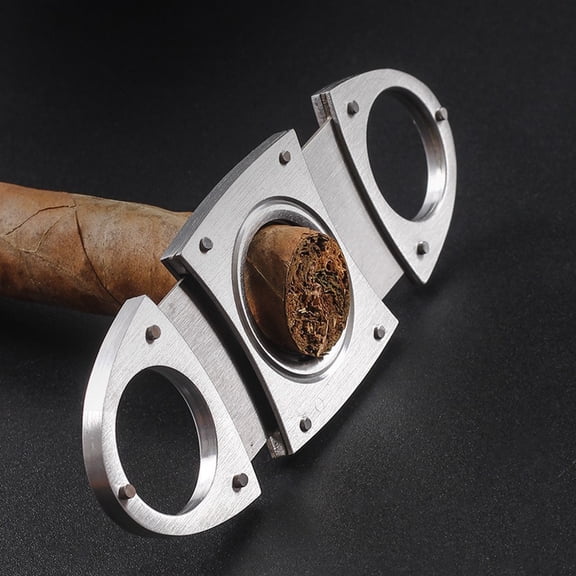 Cigar Cutter Guillotine – Stainless Steel Cigar Clippers – Double Cut Blade Cigar Accessory for Home and Travel (1 PC)