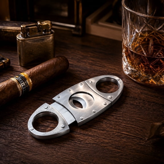 Cigar Cutter Guillotine – Stainless Steel Double Blade Cigar Clippers – Smooth Cut Cigar Accessory for Men Gift (1 PC)