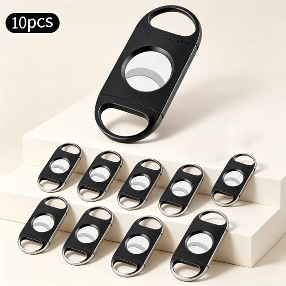 Cigar Cutter Set (10 Pack), Enlarged 65 Ring Fit Almost Cigars, Guillotine Double Blade, Cigar Accessories for Men, Plastic Smoking Accessories Tool, Portable Sharp Clean Cut - Black