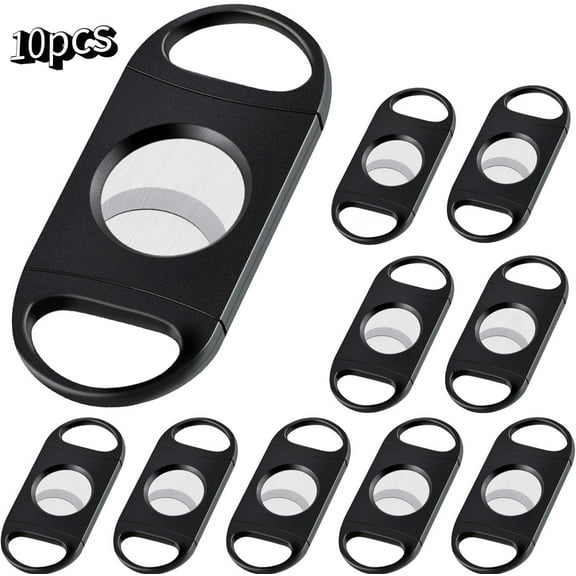 Cigar Cutter Set (10 Pack), Enlarged 65 Ring Fit Almost Cigars, Guillotine Double Blade, Cigar Accessories for Men, Plastic Smoking Accessories Tool, Portable Sharp Clean Cut - Black