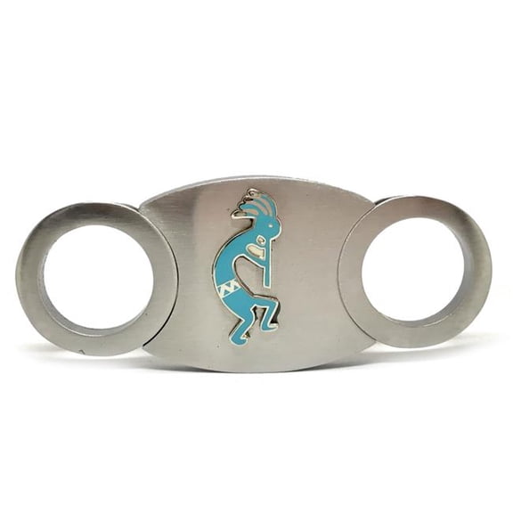 Self-Sharpening Double Guillotine Cigar Cutter – (Kokopelli – Cloisonne)