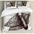 thumbnail image 1 of Cigar Duvet Cover Set Queen Size, Tobacco Leaves and Cigar Sketch Art Illustration in Engraving Style, 3 Piece Bedding Set with 2 Pillow Shams, Dark Brown and Eggshell, by Ambesonne, 1 of 3