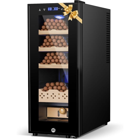 Cigar Electric Humidor, 35L 250 Counts Large Capacity Thermostatic Electric Cigar Cooler Cabinet with Digital LED Screen, Safety Lock,Smart Humidity & Temp Control, Gifts for Men