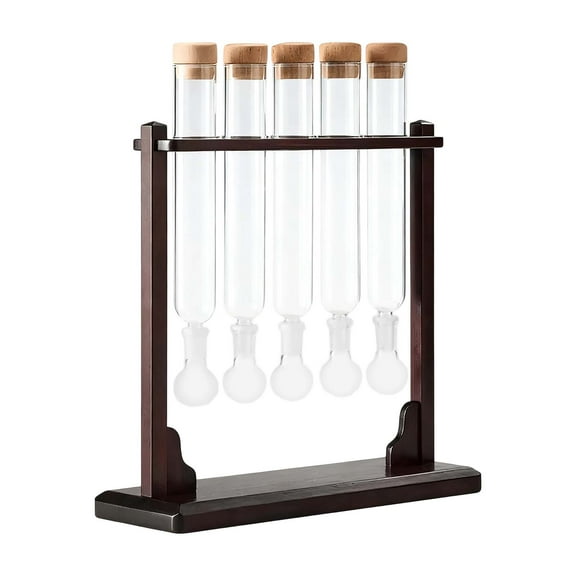 Cigar Flavor Infuser Humidifier Set 5 Glass Tubes With Wooden Frame, Cigar Moisture And Flavor Infusion System, 1 Wooden Rack + 5 Glass Tubes