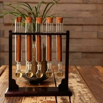 Cigar Flavor Injector Humidifier 2026 DIY Wooden Base Display with Hygrometer Airtight Cap Infuser Glass Tube Kit for Men Lovers Brown 7 In