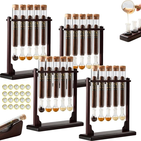 Cigar Flavor Injector Humidifier,Cigar Infuser Glass Tube Kit Humidor with Caps Hygrometer,Handmade DIY Cigars Aromatherapy Base Display for Men Cigars Lovers (A-4PCS)