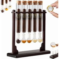 Cigar Flavor Injector Humidifier, Handmade DIY Aromatherapy Wooden Base Display with Hygrometer & Airtight Caps, Cigar Infuser Glass Tube Kit for Men Cigar Lovers and Enthusiasts