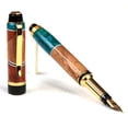 thumbnail image 1 of Cigar Fountain Pen - Walnut & Amboyna Burl with Turquoise Inlays, 1 of 4