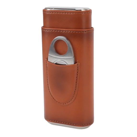 Cigar Holder Case, Wear Glossy Large Caliber 3 Finger Cigar Case Soft With Cutter For Travel Black,Brown