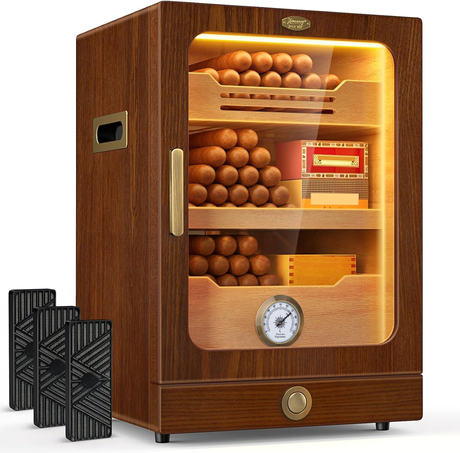 Cigar Humidor, Desktop Cigar Humidor Cabinet Light Control System with ...