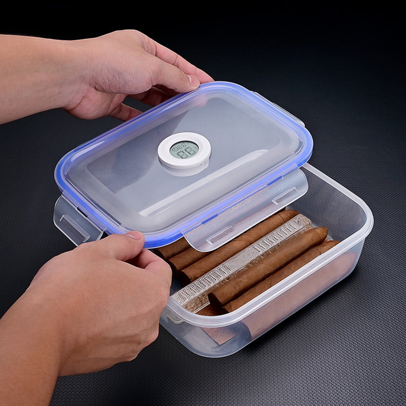 Cigar Humidor Jar/case/Box with Humidifier and Hygrometer, Desktop Cigar Case Box Portable Waterproof Cigarettes For Men And Women Ideal Gift For Smoker