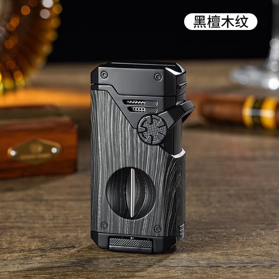 Cigar Lighter, Cigar Welding Torch, Multi-Functional With Cigar V-Cut, Cigar Drill, Cigar Holder, Cigar Pin