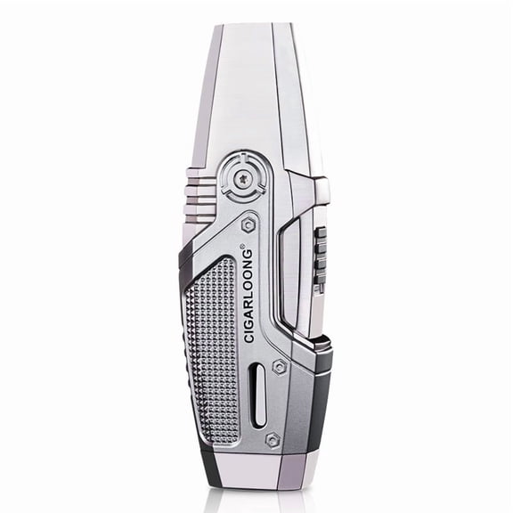 Cigar Lighter Fashion Personality And Creativity Inflatable Double Tube Windproof Direct Punch Titanium Metal