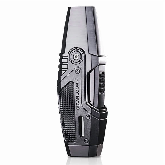 Cigar Lighter Fashion Personality And Creativity Inflatable Double Tube Windproof Direct Punch Titanium Metal