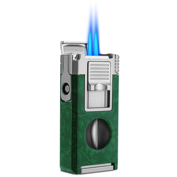 Cigar Lighter Five-In-One Multi-Functional Lighter With Cigar Drill, Cigar Holder, V-Cut Cigar Pin