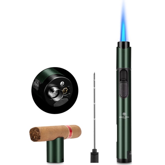 Cigar Lighter High-Fire Inflatable Lighter Embedded Cigar Nozzle Cleaner Cigarette Holder
