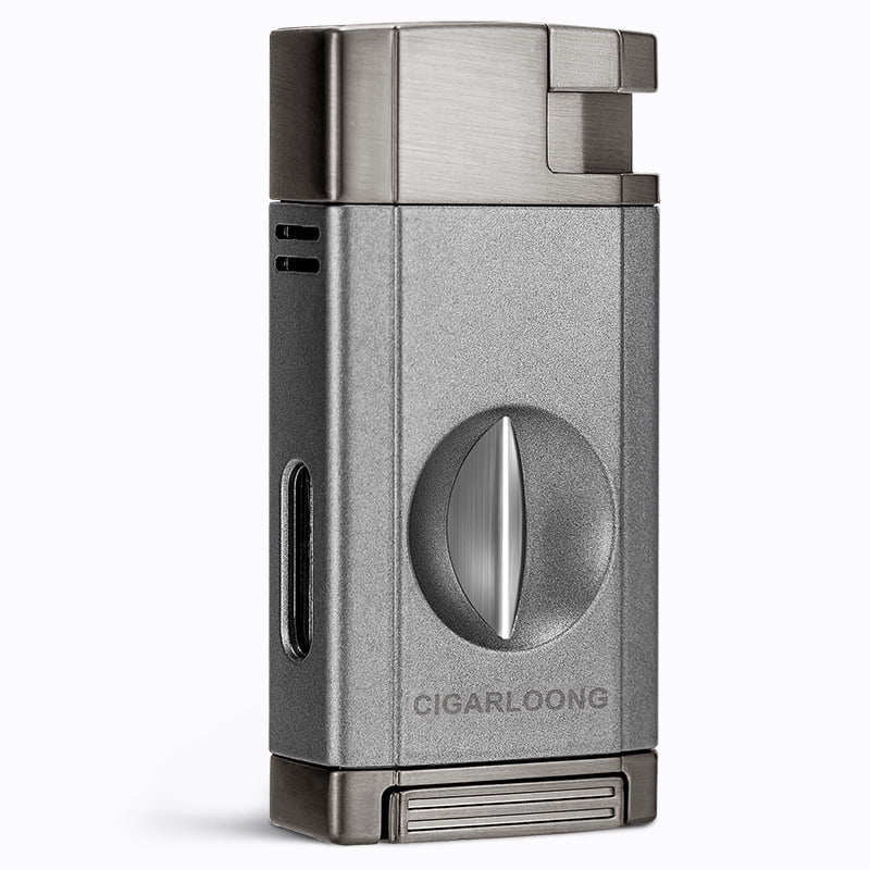 Cigar Lighter Scissors Integrated Multi-Functional Inflatable Windproof Direct Portable With Special V-Shaped Parallel Cigar Knife