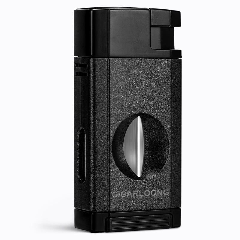 Cigar Lighter Scissors Integrated Multi-Functional Inflatable Windproof Direct Portable With Special V-Shaped Parallel Cigar Knife