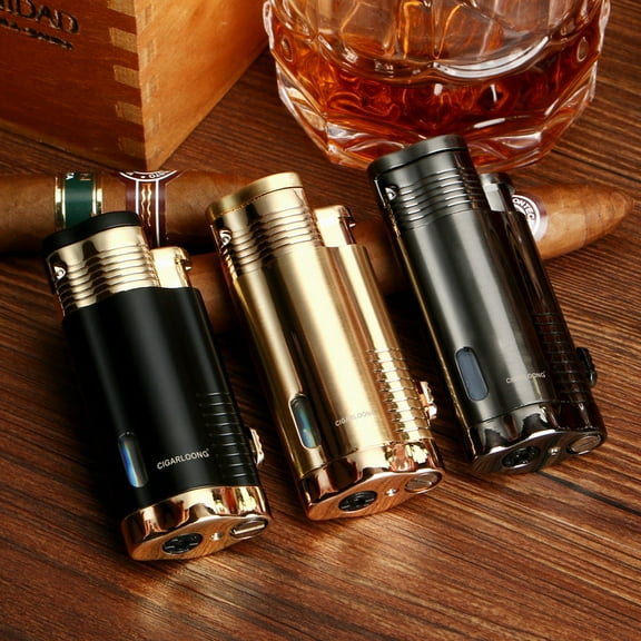 Cigar Lighter, Three-Point Direct Lighter, Windproof Gas-Filled, Creative And Personalized Cigar Cigarette Lighter For Men