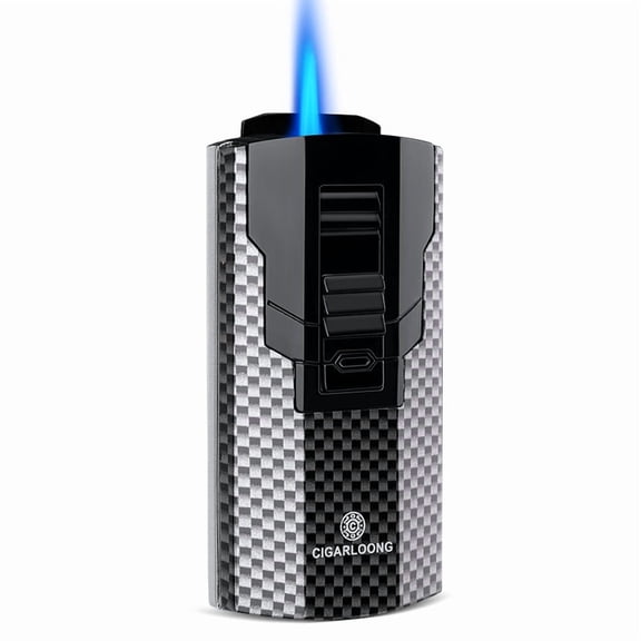 Cigar Lighter Titanium Metal Carbon Fiber Inflatable Windproof Torch Lighter Gift Box