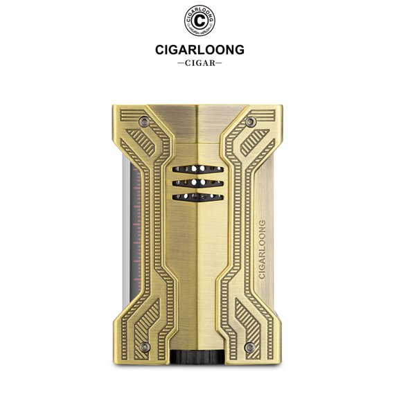 Cigar Lighter Windproof Direct Impact Fire Control Visual Gas Viewing Window Gift Box Packaging Lighter