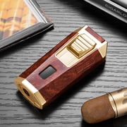 Cigar Lighter Windproof Double Fire Direct Punch Multifunctional Lighter Hidden Cigar Drill Through Needle Cigar Holder Cb-24K3