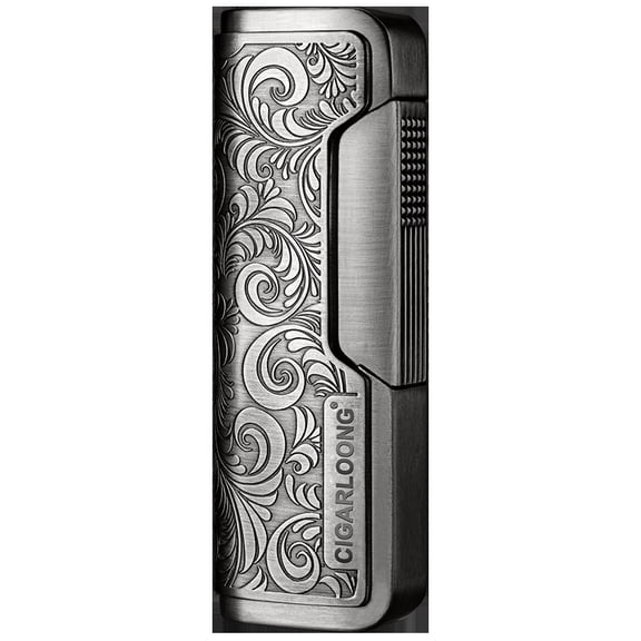 Cigar Lighter Windproof Straight Lighter Art Carved Inflatable Metal Lighter Gift Box Packaging